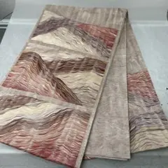 波模様 太鼓柄袋帯 赤 ベージュ 紫1229