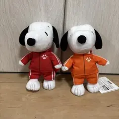 SNOOPY スヌーピー ぬいぐるみ カラフルジャージ　赤　橙　２セットのサムネイル