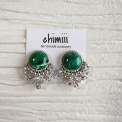 No.1132 ハンドメイド　ビーズ刺繍　つぶつぶ　チェーン　ピアス　イヤリング