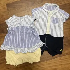 アプレレクール　お揃いストライプロンパース・カバーオール 70cm