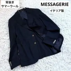 MESSAGERIE イタリア製 テーラードジャケット ネイビー 背抜き　Lのサムネイル