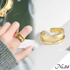 【新品】ダブルラインリング アクセサリー 指輪 ゴールド レディース