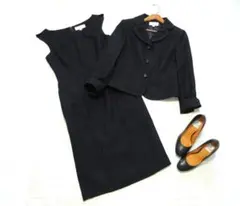 美品 送料込み 東京ソワール アミアンティム 紺 ワンピーススーツ セットアップ