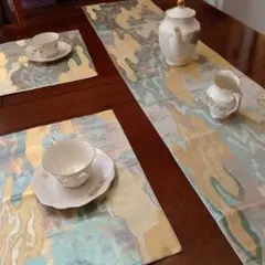 ランチョンマット(高級正絹袋帯リメイク)新品未使用 ◼︎51◼︎一点物 正絹 高級袋帯 春色 ランチョンマット4枚