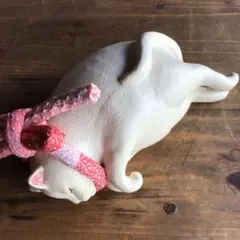 眠り猫　白猫　作家サイン