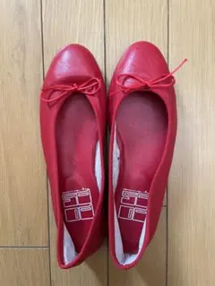 未使用　バレエシューズ 38 赤　リボン　イタリア製