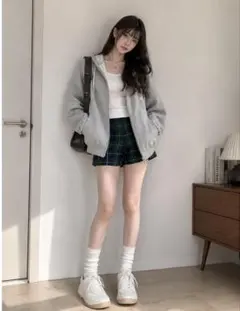 ユニクロ　チェック柄 ショートパンツ グリーンのサムネイル