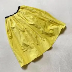 pace lunga フレアスカート イエロー ひざ丈 ウエストゴム 光沢感