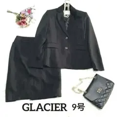 GLACIER ビジネススーツ ブラックストライプ 9号 S522 0304☆