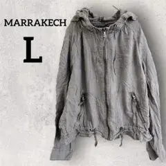 MARRAKECH【L】フード付きグレーリネンジャケット