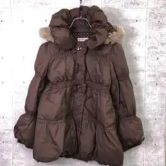 mezzo piano 古着 フード付 ビジュー リボン モチーフ ダウンコート