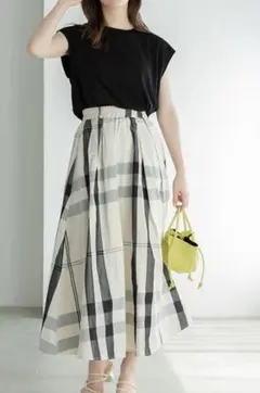 fifth チェックロングフレアスカート