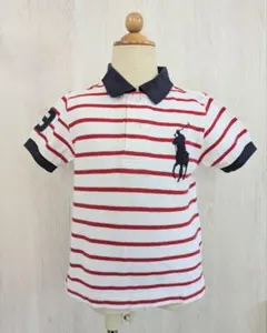 ポロラルフローレン　子供用ポロシャツ　90センチ 白 赤紺ボーダー　ビッグポロ
