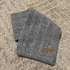 モンベル マフラー グレー 刺繍ロゴ ケーブル編み ニット 防寒 美品 無地 春