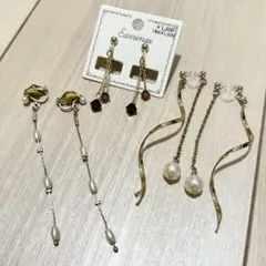 ゴールド 揺れる イヤリング 3点セット