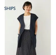 美品 SHIPS シップス ベスト ジレ オケージョン ネイビー ロングベスト