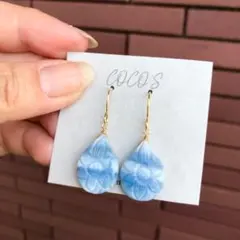 1ペアのみ♡14kgf アクアカルセドニー×フェザーアゲートピアス - メルカリ