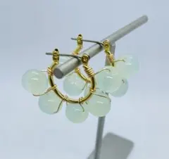 大粒フープピアス　グリーン　⭐︎金属アレルギー対応