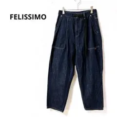 フェリシモ デニム ワイドパンツ M相当 綿100% ウエストゴムベルト付のサムネイル
