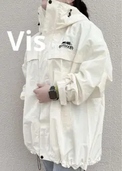 Vis OUTDOOR コラボ ホワイト フード付き マウンテンパーカー 撥水