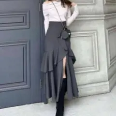 rienda フリルスリットハイウエストスコートショートパンツ