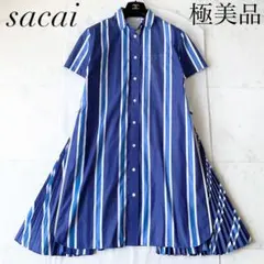 2026年最新】sacai 柄：ストライプ レディース 半袖 シャツワンピース