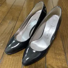 【かねまつ】エナメル ポインテッドトゥ ハイヒール