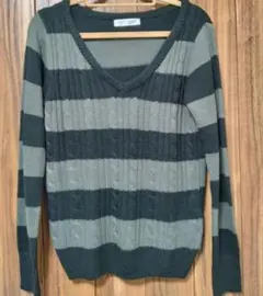 太ボーダーニット 黒＆グレー