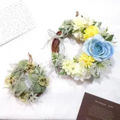 ＊爽やかさを感じるフラワー&グリーンリースセット＊夏リース玄関リースのサムネイル
