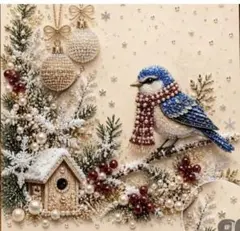 ダイヤモンドアート　クリスマス　パールアート　鳥　家　小屋　キット　ビーズアート