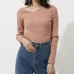 AZUL SHOULDER STRAP KNIT TOPS ピンク