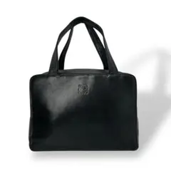 ロエベ　アナグラム　ハンドバッグ　ミニボストン　型押しロゴ　ナッパレザー　黒