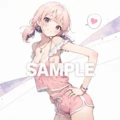 AI美少女 A4光沢紙ポスター ピンク髪 ルームウェア