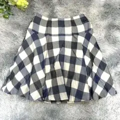 【ef-dé】ギンガムチェック ひざ丈スカート Mサイズ 白