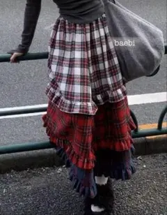 SHEIN チェック柄 ロングスカート