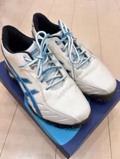 ASICS ゴルフシューズ ホワイト/ブルー TGM103 サイズ25.0㎝