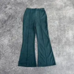スエード調 フレアパンツ グリーン M センタープレス Y2K