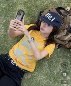 nugu グラフィック 半袖 Tシャツ イエロー