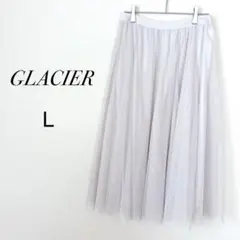グラシア チュールスカート ロング　裏地付　ハニーズ　グレージュ　L