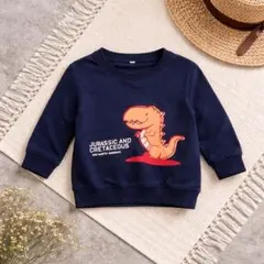 90センチ　恐竜プリント ネイビートレーナー