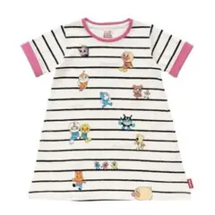 【美品】アンパンマン ボーダーTシャツワンピース　100size