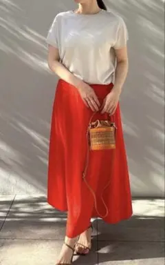 UNFILO 【洗える】リネンレーヨン セミフレア　ロングスカート　サイズSのサムネイル