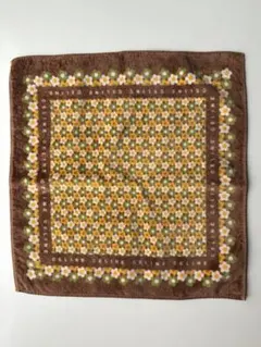 【美品】CELINE セリーヌ タオルハンカチ 花柄 ブラウン35cm