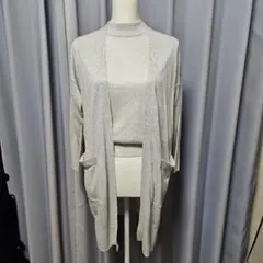 TOMORROWLANDマカフィー　ロングカーディガンアンサンブル　新品シルバー