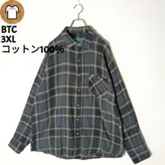 BTC 90s ライトネルシャツ 3XL 4L ダークカラー B212