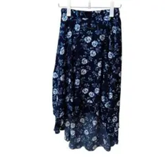 Sureue 【L】ひざ丈スカート 総柄 花柄 フレア レディース 美品