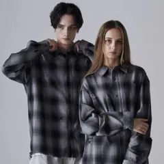 CLEL ヴィンテージデザイン ダメージチェックシャツ