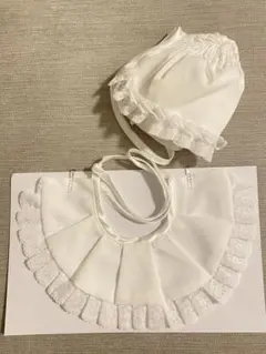 お宮参り　フリル付きスタイ　帽子