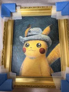 【金枠】　ゴッホピカチュウ　Sサイズ　キャンバス　絵画のサムネイル