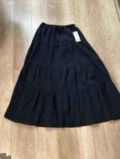 GU ティアードマキシスカート ブラック S